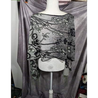 Whimsygoth Floral Scroll Burnout Multi-Way Scarf