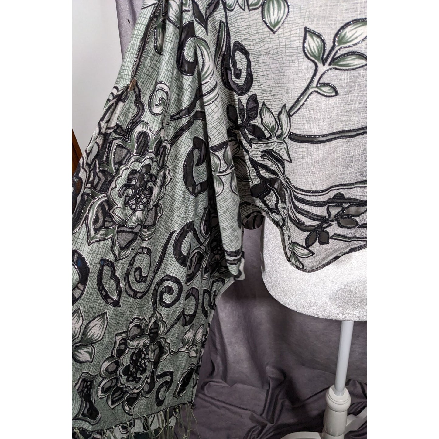 Whimsygoth Floral Scroll Burnout Multi-Way Scarf