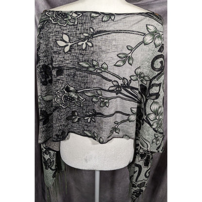 Whimsygoth Floral Scroll Burnout Multi-Way Scarf