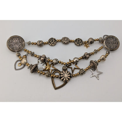 Vintage Handmade Cloak Fastener Pin Layered Charm Medieval Renaissance Gold Silver