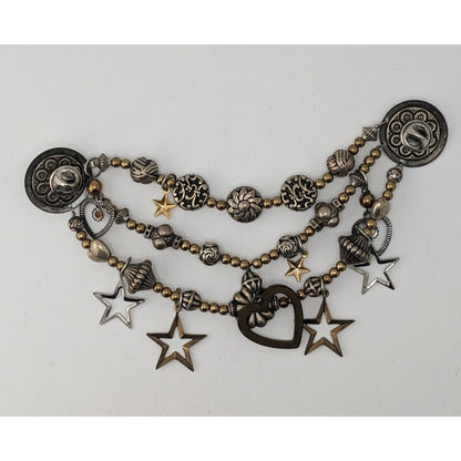 Vintage Handmade Cloak Fastener Pin Layered Charm Medieval Renaissance Gold Silver