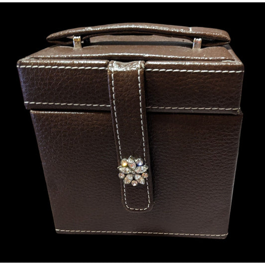 Brown And Black Faux Leather Jewelry Travel Case