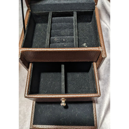 Brown And Black Faux Leather Jewelry Travel Case