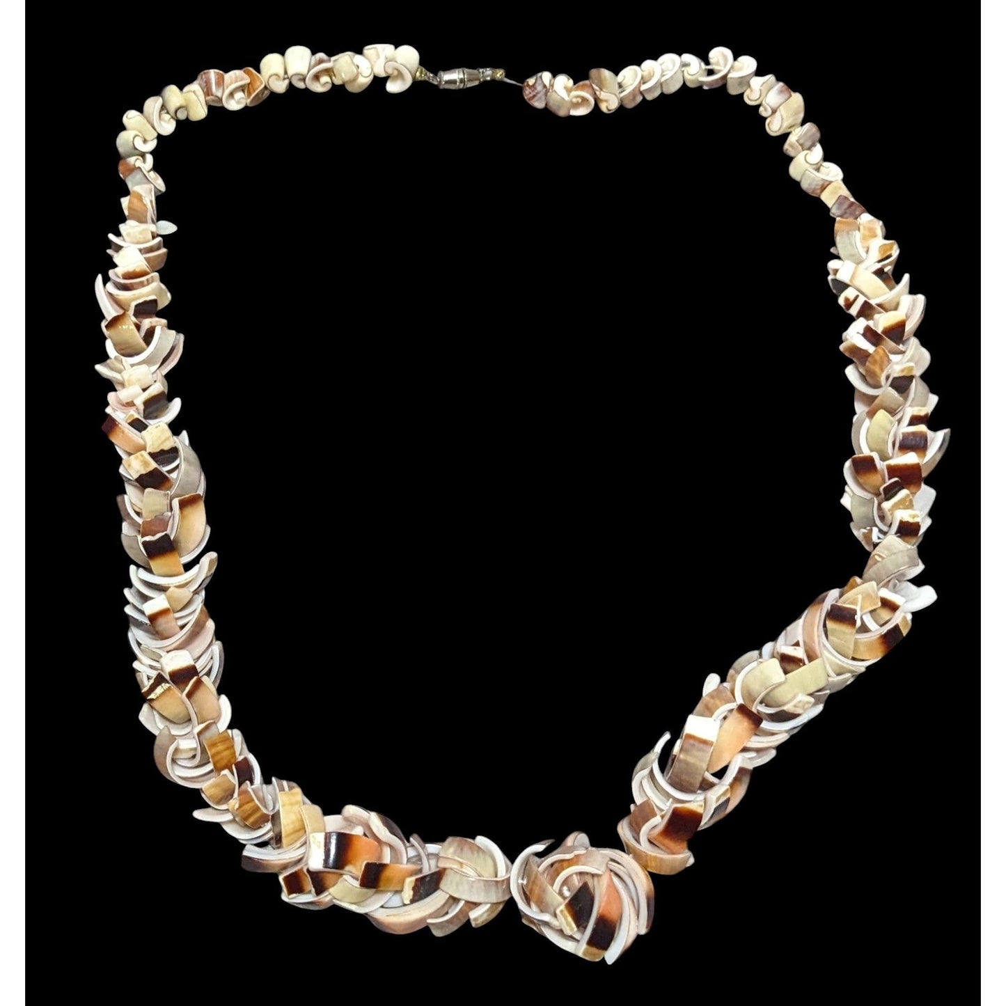 Vintage Shell Slice Beaded Summer Necklace