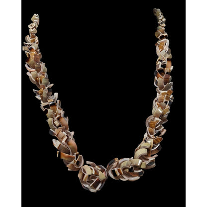 Vintage Shell Slice Beaded Summer Necklace