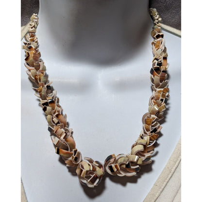 Vintage Shell Slice Beaded Summer Necklace