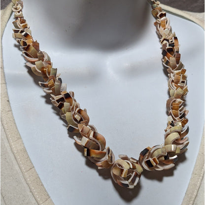 Vintage Shell Slice Beaded Summer Necklace