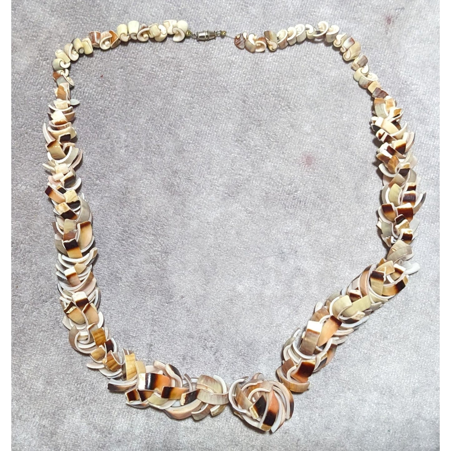 Vintage Shell Slice Beaded Summer Necklace