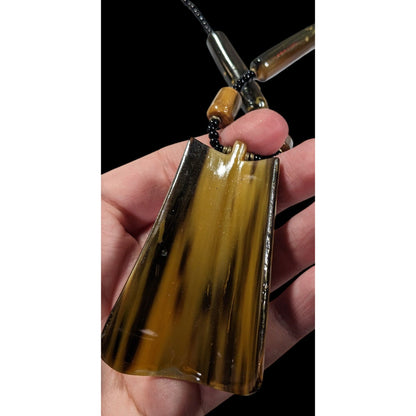 Vintage Rustic Beaded Pendant Statement Necklace