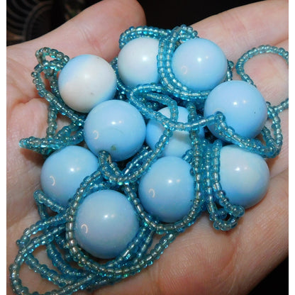 Blue Glass And Acrylic Beaded  Necklace