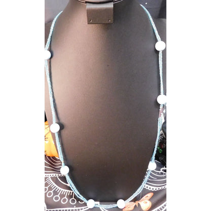 Blue Glass And Acrylic Beaded  Necklace
