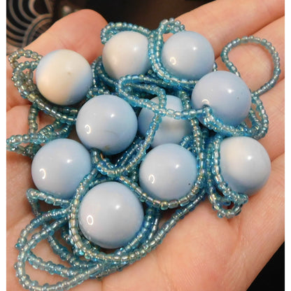 Blue Glass And Acrylic Beaded  Necklace