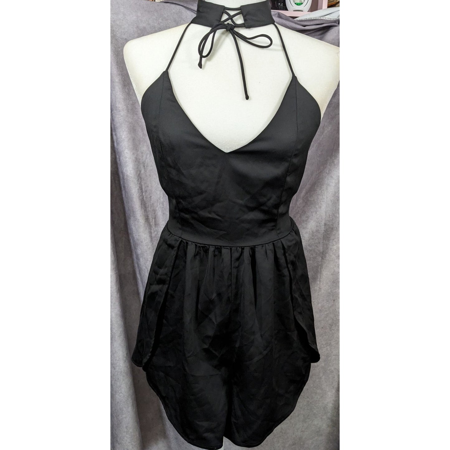 Gothic Strappy Black Romper with Choker by Tobi