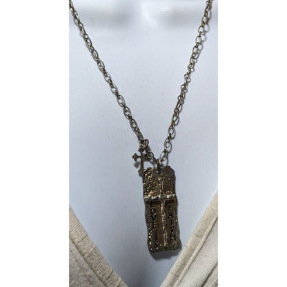 Love Is Faith Hammered Brutalist Pendant Necklace