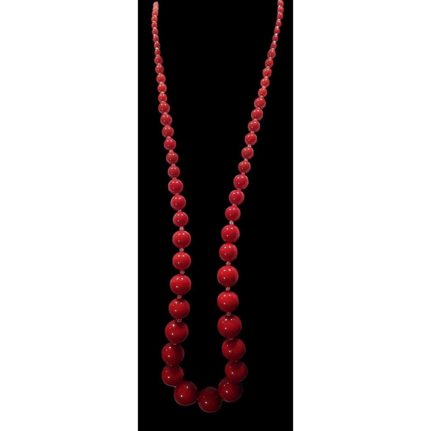 Vintage Red Lucite Graduated Beaded Necklace