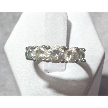 Glam Five Gem Silver Tone Fashion Ring Size 8