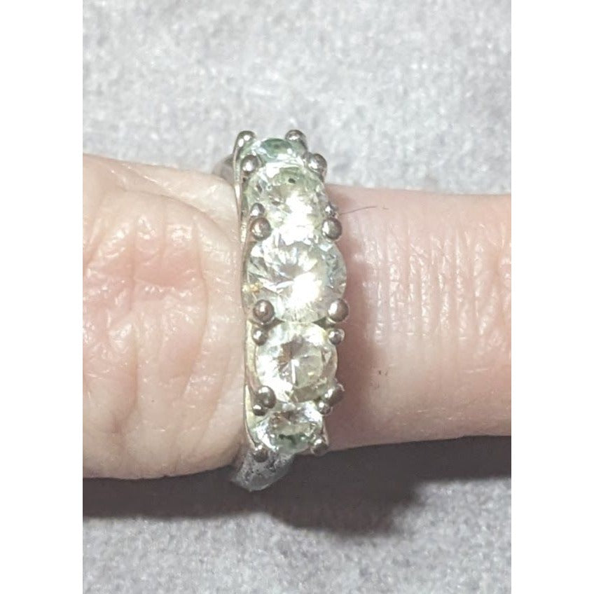 Glam Five Gem Silver Tone Fashion Ring Size 8