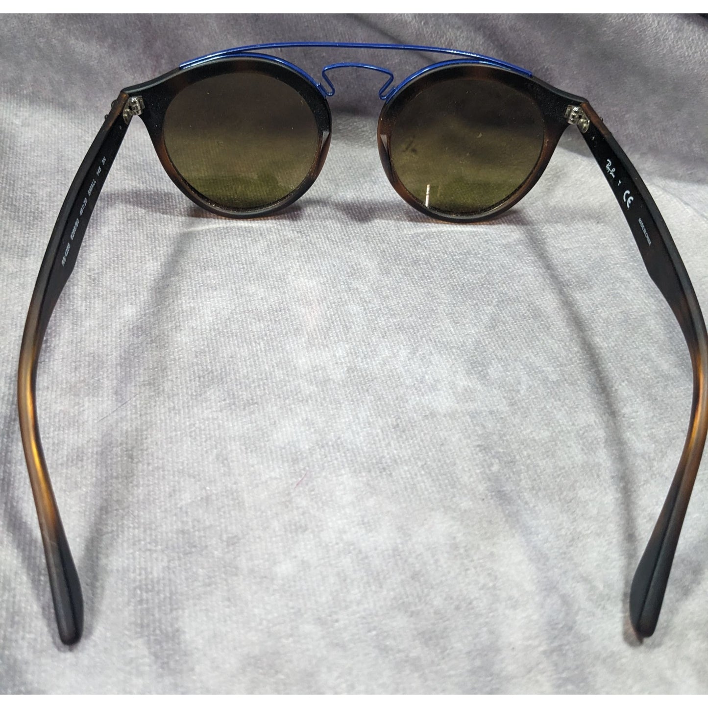 Ray-Ban 4256 Round Tortoise Sunglasses With Blue Accents And Lilac Mirror Lenses