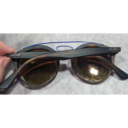 Ray-Ban 4256 Round Tortoise Sunglasses With Blue Accents And Lilac Mirror Lenses