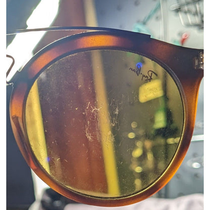 Ray-Ban 4256 Round Tortoise Sunglasses With Blue Accents And Lilac Mirror Lenses