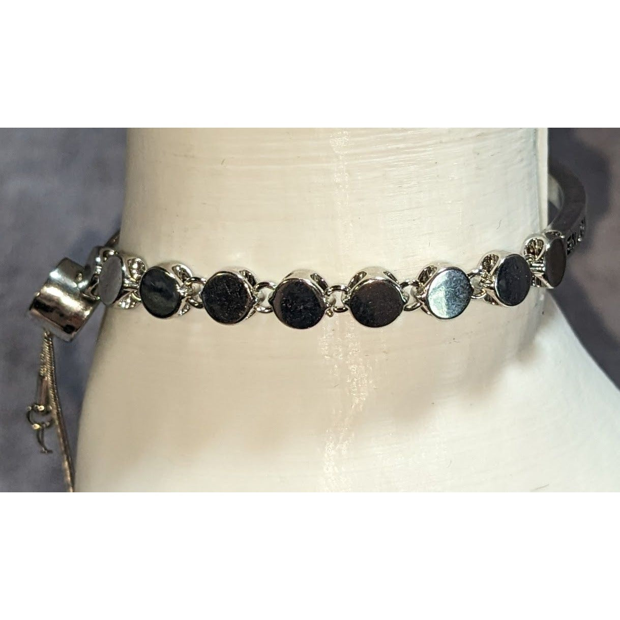 Boho BCBGeneration Enjoy The Journey Blue Tassel Charm Bracelet Silver Tone
