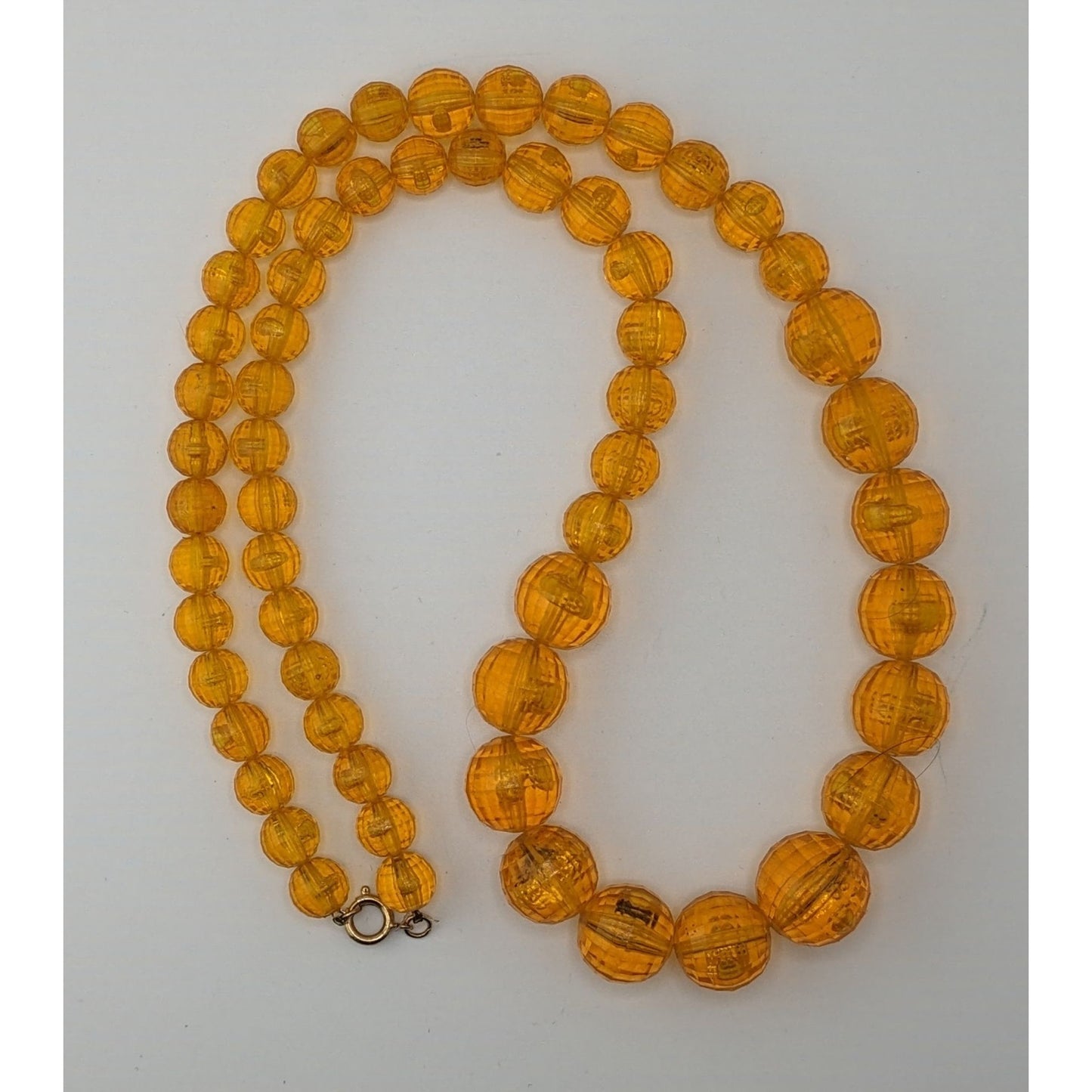 Vintage Retro Orange/Yellow Faceted Beaded Necklace