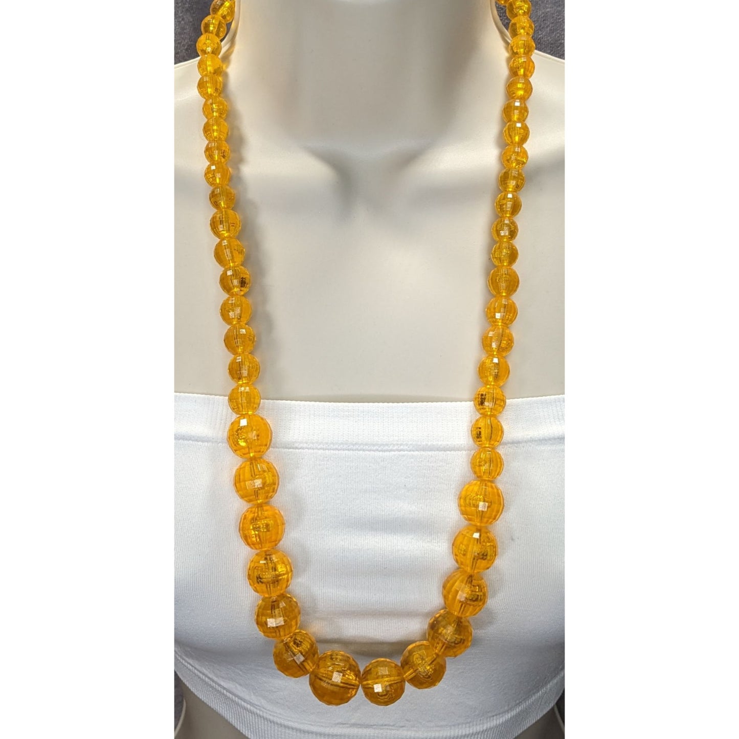 Vintage Retro Orange/Yellow Faceted Beaded Necklace