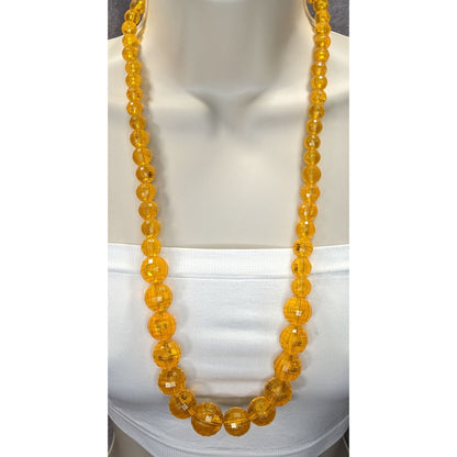 Vintage Retro Orange/Yellow Faceted Beaded Necklace