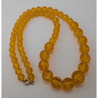 Vintage Retro Orange/Yellow Faceted Beaded Necklace