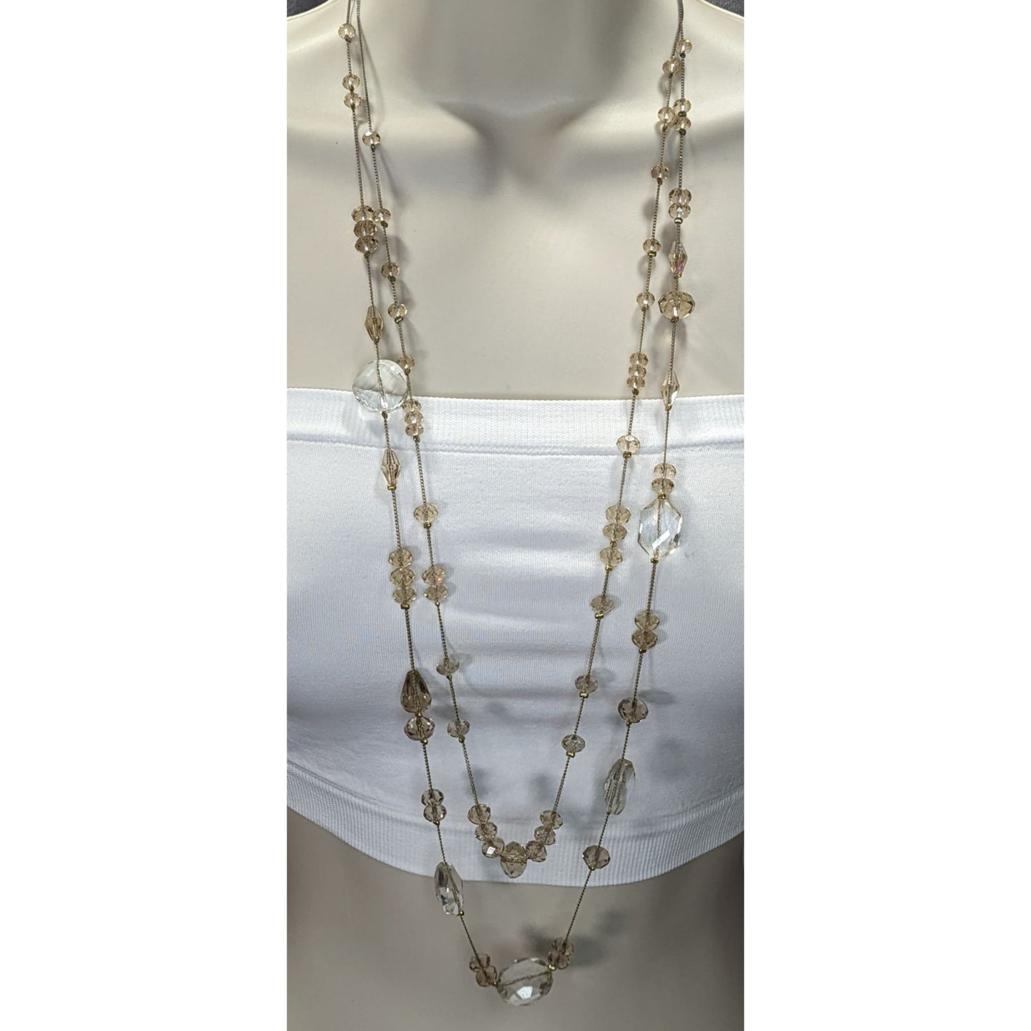 Elegant Glam Multi-Strand Crystal Glass Beaded Necklace