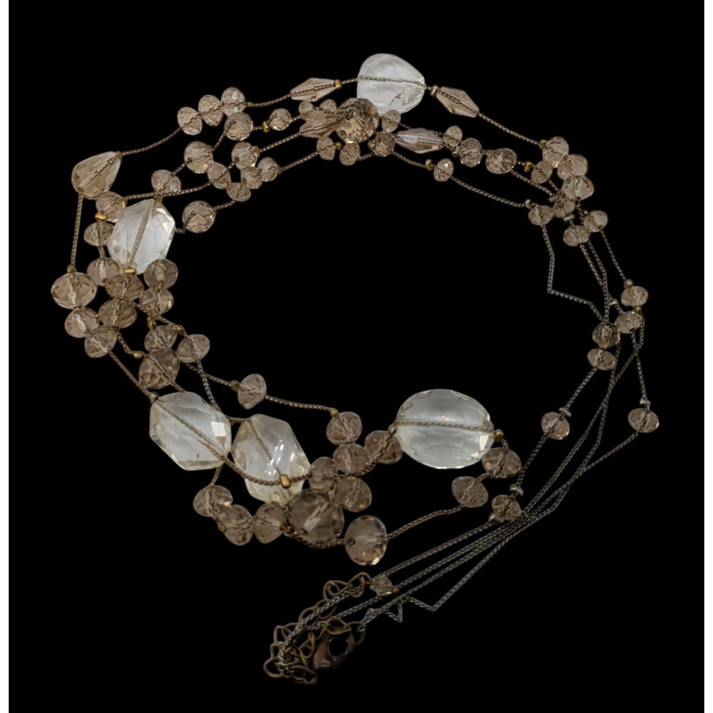 Elegant Glam Multi-Strand Crystal Glass Beaded Necklace