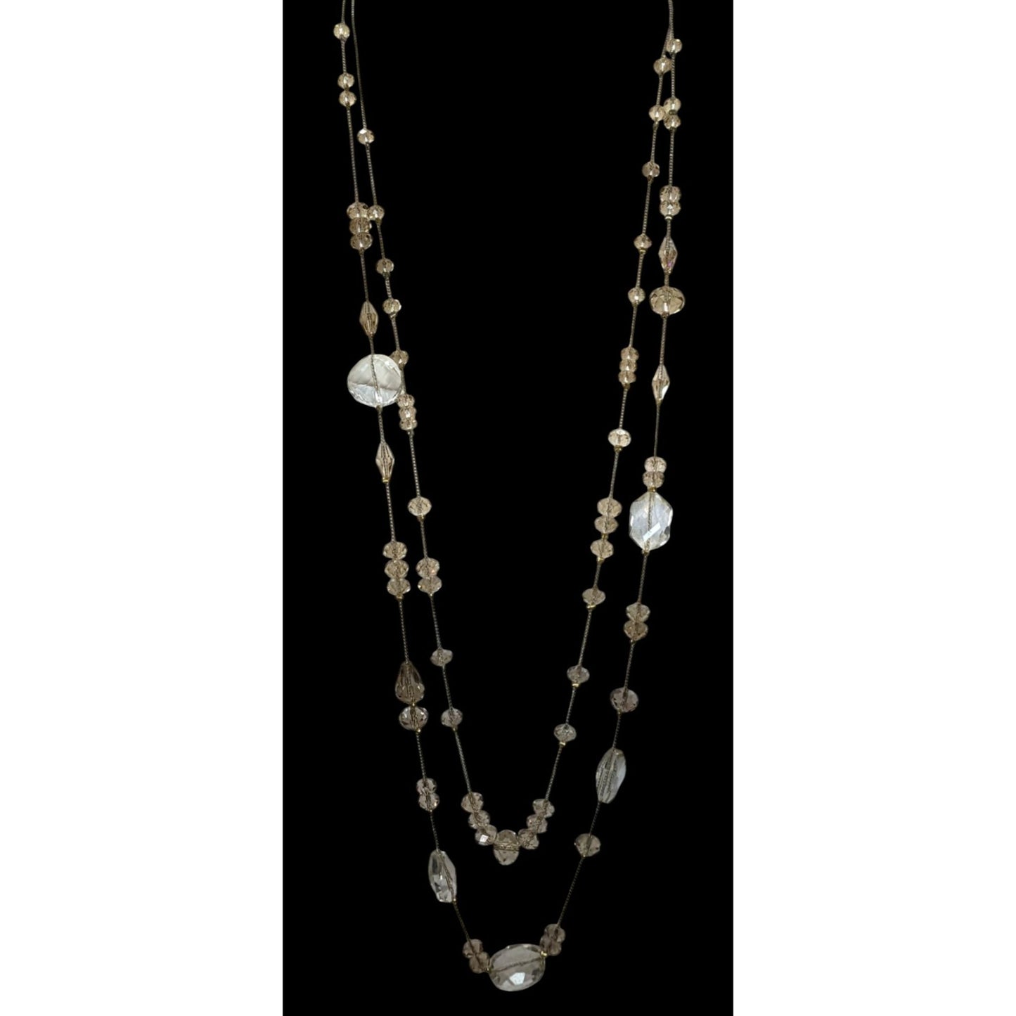 Elegant Glam Multi-Strand Crystal Glass Beaded Necklace