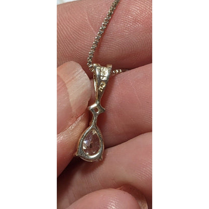 Elegant Sterling Silver Cubic Zirconia Teardrop Pendant Necklace