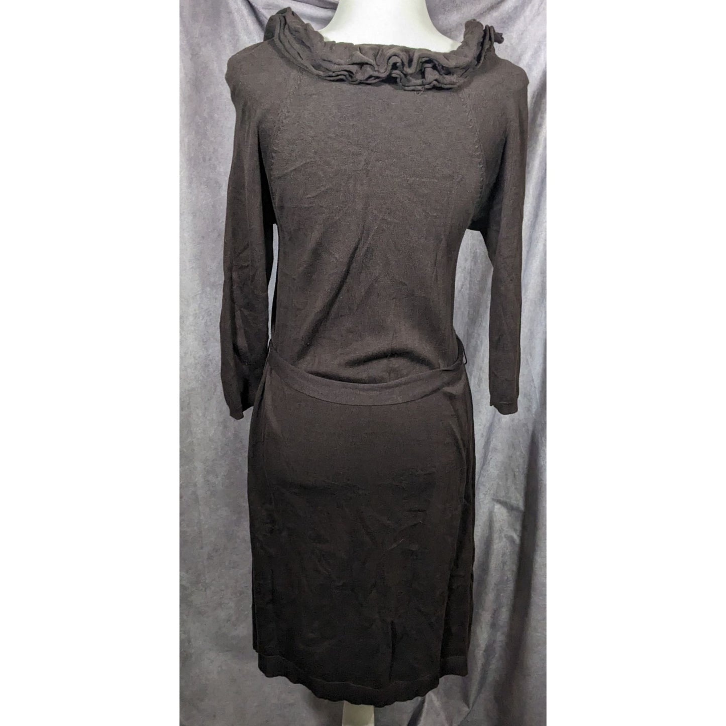 Rabbit Designs Brown/Grey Ruffle Neck Dress