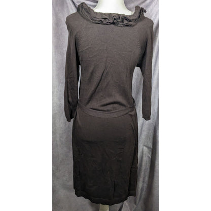 Rabbit Designs Brown/Grey Ruffle Neck Dress