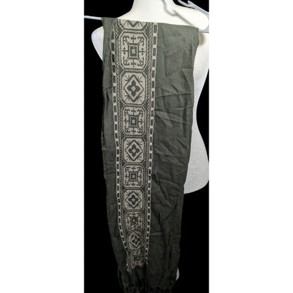 Vintage Green And White Floral Embroidered Scarf