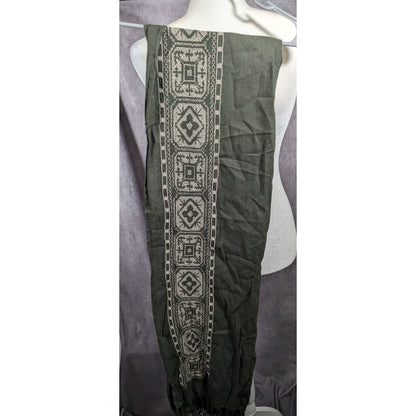 Vintage Green And White Floral Embroidered Scarf