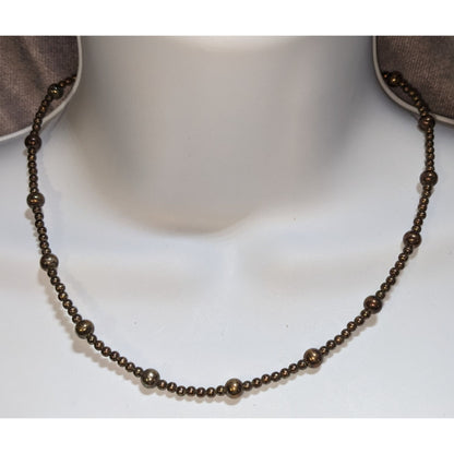 Antiqued Silver Beaded Necklace Vintage Ball Station Chain Minimalist Classic Jewelry