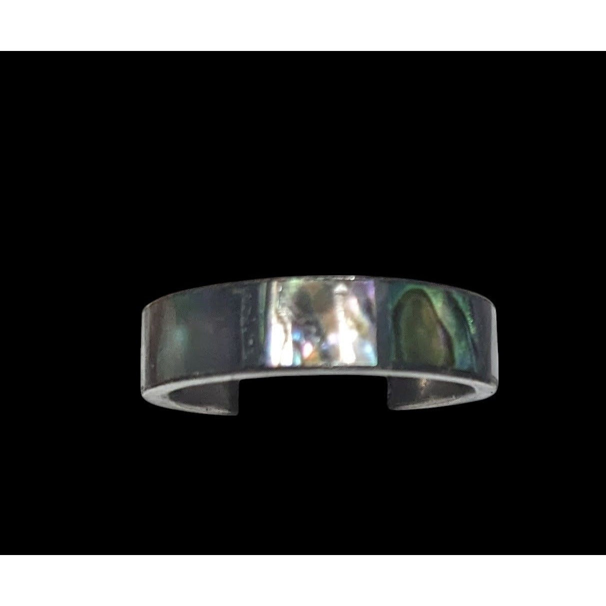 Vintage Silver Tone Shell Inlay Ring Size 4 3/4