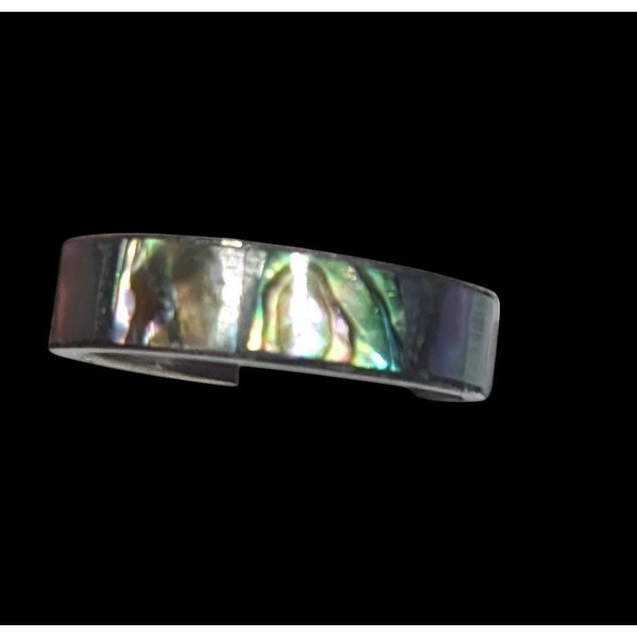 Vintage Silver Tone Shell Inlay Ring Size 4 3/4