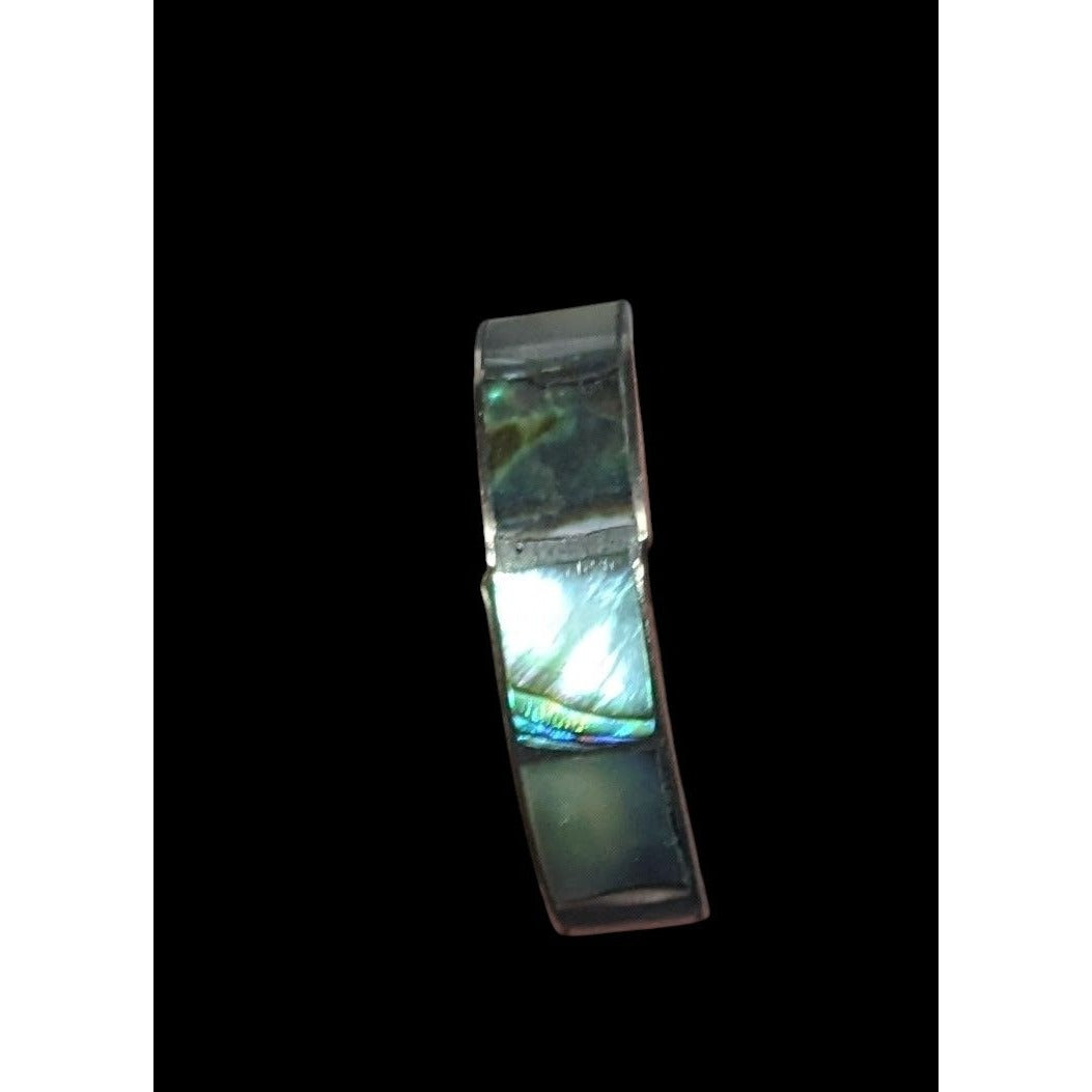 Vintage Silver Tone Shell Inlay Ring Size 4 3/4