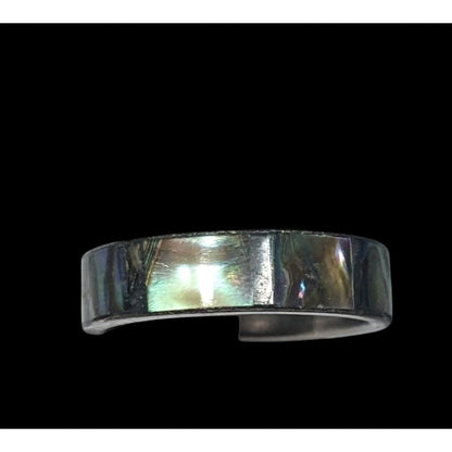 Vintage Silver Tone Shell Inlay Ring Size 4 3/4