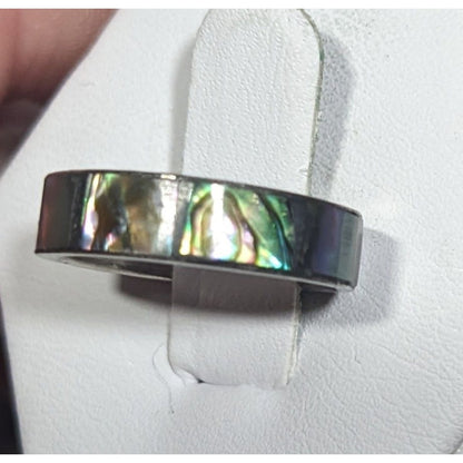 Vintage Silver Tone Shell Inlay Ring Size 4 3/4