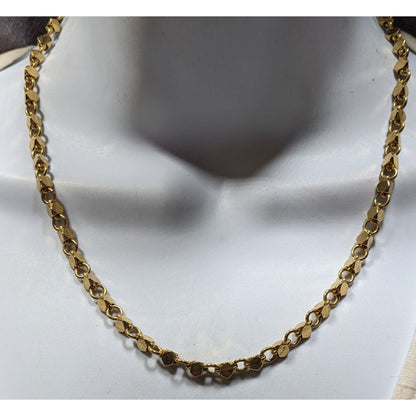 Vintage Geometric Hexagonal Beaded Gold Tone Chain Necklace