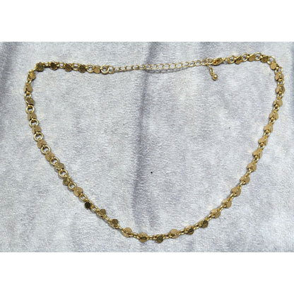 Vintage Geometric Hexagonal Beaded Gold Tone Chain Necklace