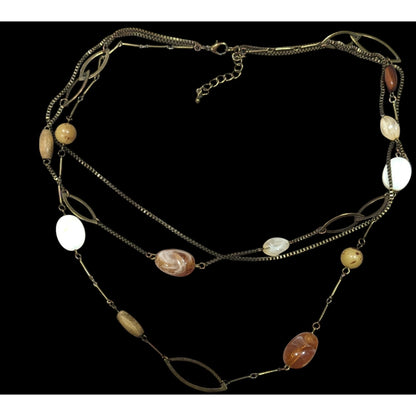 Rustic Mixed Media Earth Tone Multilayer Necklace