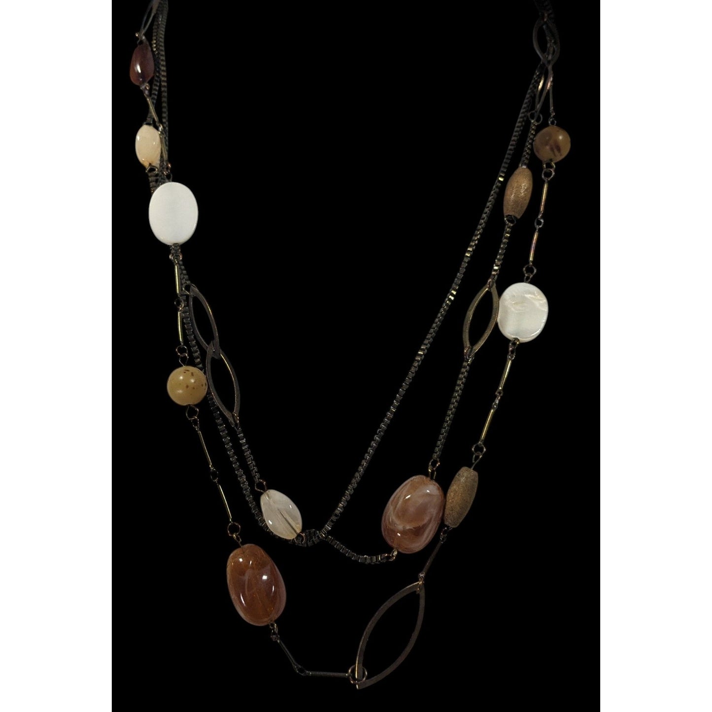 Rustic Mixed Media Earth Tone Multilayer Necklace