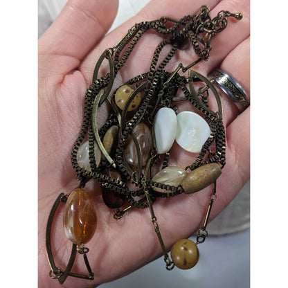Rustic Mixed Media Earth Tone Multilayer Necklace