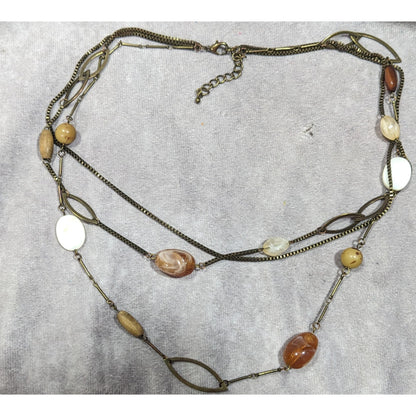 Rustic Mixed Media Earth Tone Multilayer Necklace