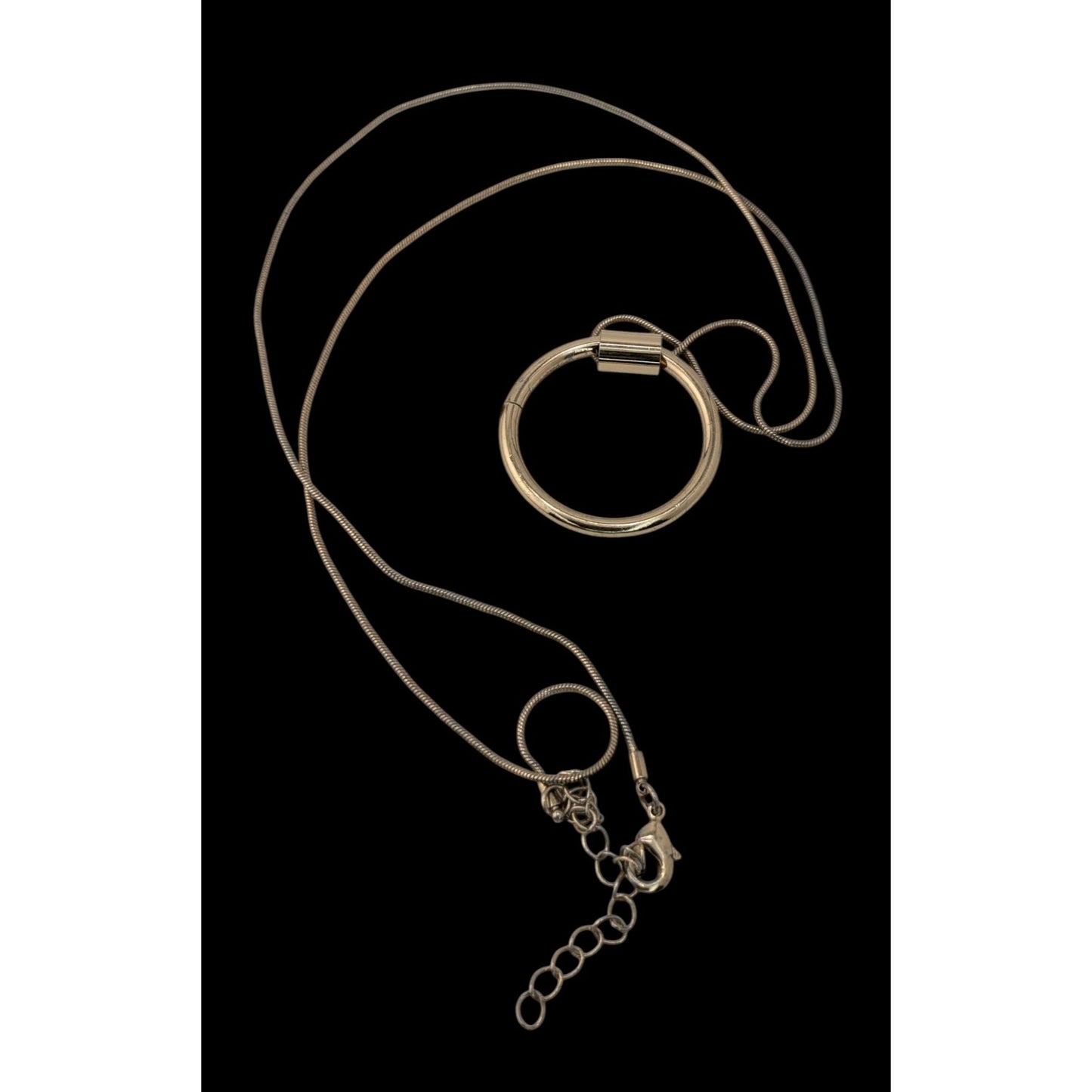 Modern Geometric Silver Tone Snake Chain Necklace With Gold Tone Pendant